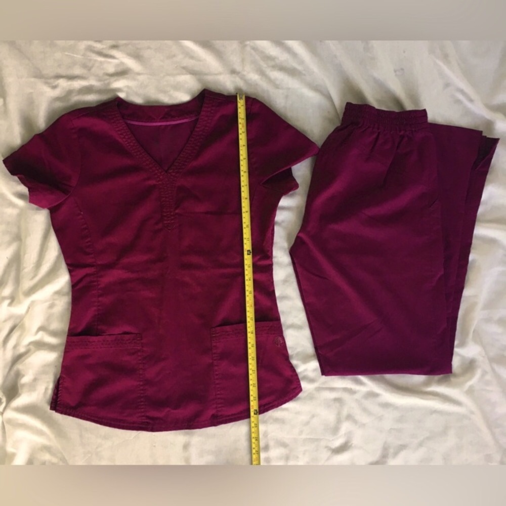 Healing hands xs burgundy/wine scrub set